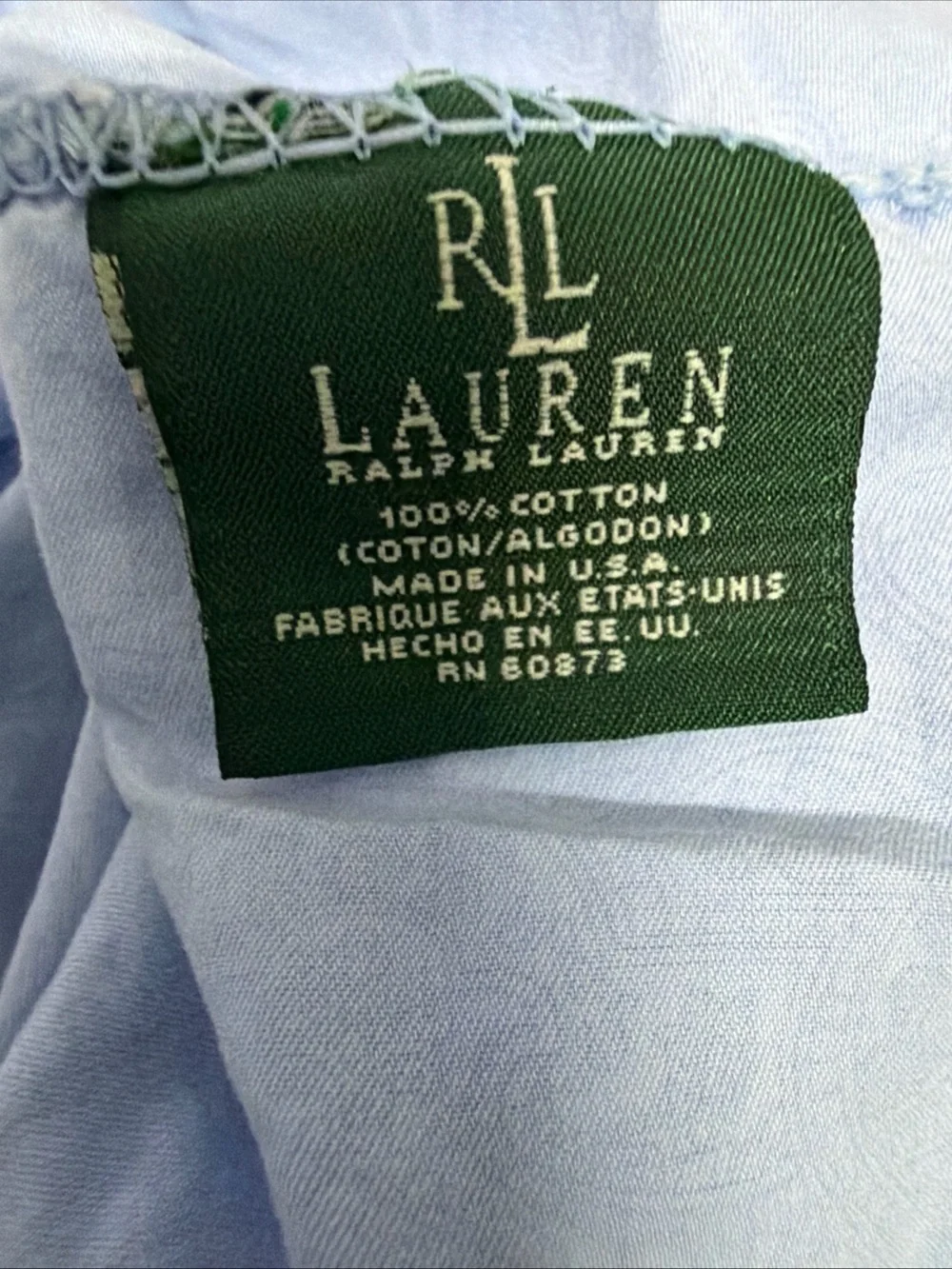 Lauren Ralph Lauren Pale Blue Paisley std pillowcase white band 100% Cotton USA